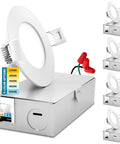 Ultra Thin 3 Inch LED Recessed Lighting Kit With Junction Box, 5 Color Temp Picks 2700K 3000K 3500K 4000K 5000K, 4 Pack