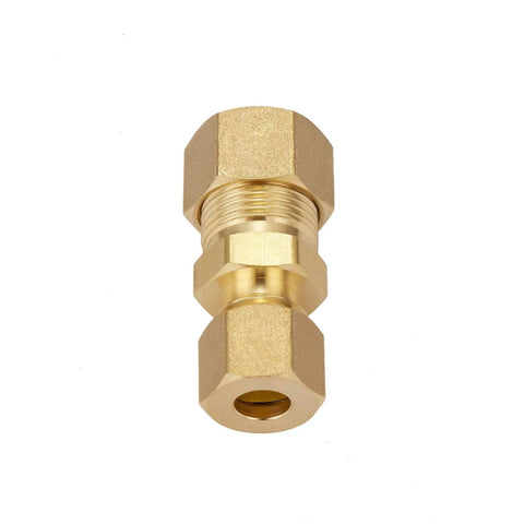 Brass compression tube fitting union with 3/8 in x 1/4 in tube OD ends