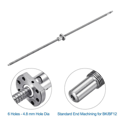 Ball Screw SFU1204 12mm Diameter 4mm Lead 1200mm Long With Ball Screw Nut Anti Backlash CNC Kit for BK BF12