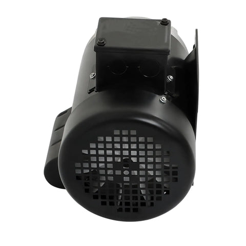 1HP 56 Frame Electric Motor 115V 230V Single Phase Farm Duty CW CCW 1725 RPM Five Eighths Inch Shaft Diameter High Torque For Equipment Ideal For Belt Sander Grinder Drill Press And Other Farm Shop Machines black motor front view