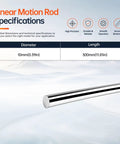 Precision Ground 2pcs 10mm X 300mm Linear Motion Rods Shaft Guide Rail specifications, highlighting diameter and length.