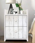 Bedroom cabinet with Peel And Stick Wood Wallpaper White Shiplap Look, waterproof and rustic plank texture, 78.7x17.7 inches.