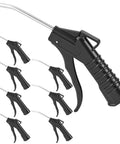 Eight Piece Heavy Duty Pistol Grip Air Blower Gun With Angled Nozzle For Kicking Up Dust And Grime In The Shop Or House Rock Solid Compressor Accessory Straight Outta The Box Ready To Blast Clean - Black trigger grip air blower with angled nozzle, ideal for cleaning tight spaces.