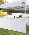 2 Pack Canopy Rail Bars For Pop Up Tents, 10ft Universal Half Wall Support Kit with table setup by a lake