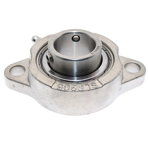 Solid Stainless Steel Two Bolt Flange Bearing Unit Deep Groove Ball Bearings Setscrew Locking Built Tough Heavy Duty Industrial Smooth Rotation Durability One Inch Size Mechanics Quality Tools Work Done Hassle Free Machine Repair Project, stainless flange bearing