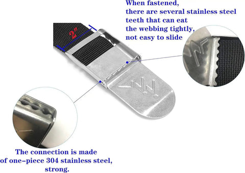 Beginner Friendly Dive Belt Kit With Weights, 4 Pockets And Quick Release Buckle, Four 1.1 lb Weights for Stable Buoyancy, metal buckle close-up.