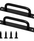 5 Inch Black Barn Door Handles 2 Pack Premium Aluminum Alloy Cabinet Pull Handles With Screws shown on white background