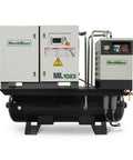 Beefy 10HP Rotary Screw Air Compressor With Built In Dryer And 66 Gallon ASME Tank Delivers 32 CFM At 116 PSI On 230V Three Phase Industrial Grade ML1023 For Heavy Duty Workshops And Pro Shops shown from front view