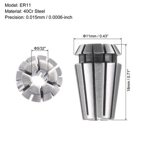 ER11 Spring Collet For CNC Milling And Engraving Machines, 5/32 Inch Clamp Diameter, 40Cr Steel, high precision view.