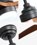 Detailed view of parts of a 52 Inch Wood Ceiling Fan With Lights And Remote Control Indoor Outdoor Ceiling Fan For Patio Living Room