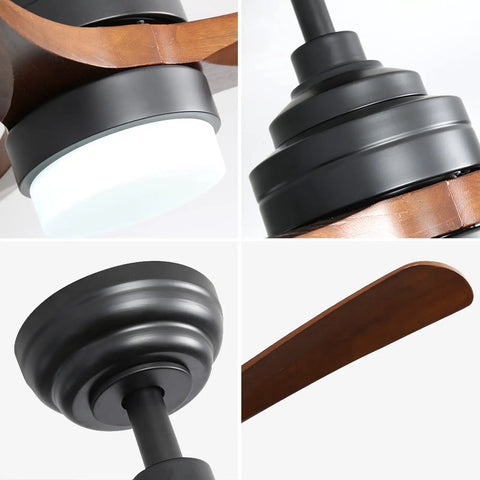 Detailed view of parts of a 52 Inch Wood Ceiling Fan With Lights And Remote Control Indoor Outdoor Ceiling Fan For Patio Living Room