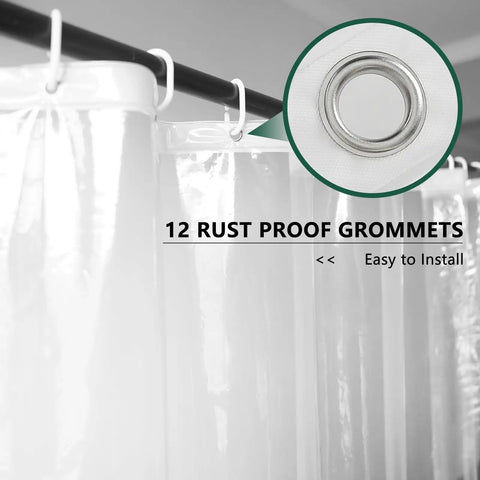 Clear Extra Long Shower Curtain Liner 72 By 96 Inches Lightweight EVA 4G Plastic Bath Liner With Rustproof Metal Grommets And 5 Magnets