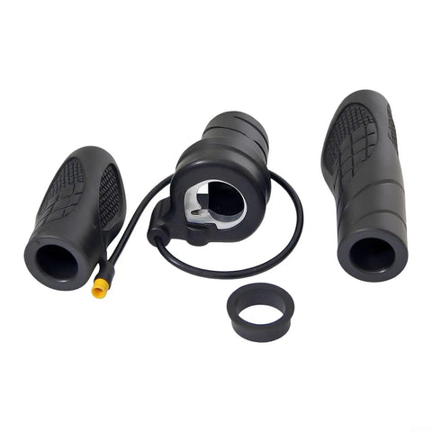 Upgrade Your E-Bike Ride With This 20X Half Turn Throttle Grip Featuring Cool M8 Head Design And Slick Anti-Slip Texture For Nail-It Precision Control Smooth Power Delivery Guaranteed. black e-bike throttle grip set with cable and ring