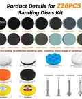 All In One 226 Piece 3 Inch Sanding Disc Kit For Wet And Dry Use With Assorted Grits From 60 To 10000 shown with various pads and attachments