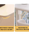 Game Changing Ergonomic Height Adjustable Overbed Table With Smooth Ball Bearing Casters For Mobile Laptop Workstations And Cozy Apartment Living Spaces features rounded corner and reinforced triangle bracket design.