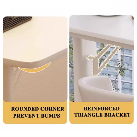 Game Changing Ergonomic Height Adjustable Overbed Table With Smooth Ball Bearing Casters For Mobile Laptop Workstations And Cozy Apartment Living Spaces features rounded corner and reinforced triangle bracket design.