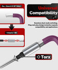 Magnetic Ball End Allen Wrench Set With Color Coded And Extra Long Arms, adapter and bit showing universal compatibility