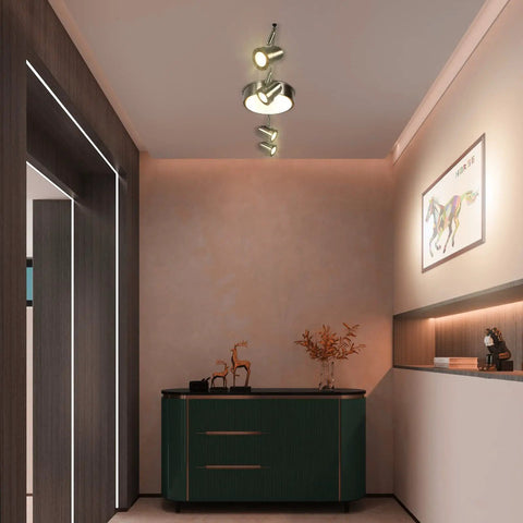 4 Light Track Lighting Kit With Flush Mount Ceiling Light 15W Brushed Nickel Integrated LED Modern Track Lighting With Flexible Rotatable Heads Sleek Warm White 3000K 3000LM ETL Listed