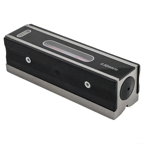 Noteflora Steel Bar for spirit Level 200mm 0.02mm Resolution Machinist Tool with V-Groove Base on a flat surface.