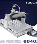 Beast Of A USB Port 6040 2200W CNC Router with limit switch and Mach3 USB connectivity, angled view of metal frame and spindle.