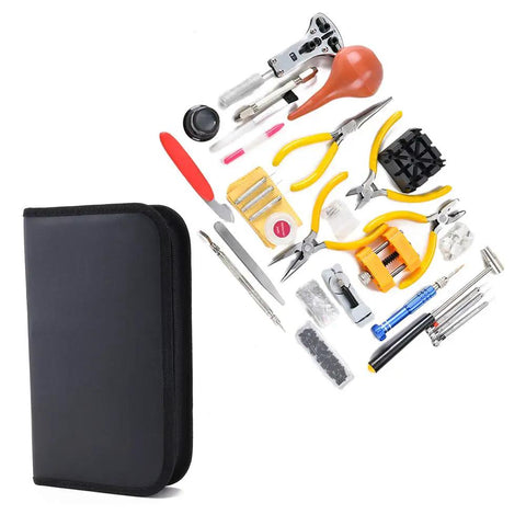 Pro Grade Watch Repair Tool Kit For DIYers 141 Piece Set Includes Back Case Opener, Link Remover, Spring Bar Tool, Tweezers, and Case