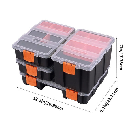 Heavy Duty Tool Box With Adjustable Compartments And Ergonomic Handle For Pro Workshop Use, Built Tough Modular Storage System