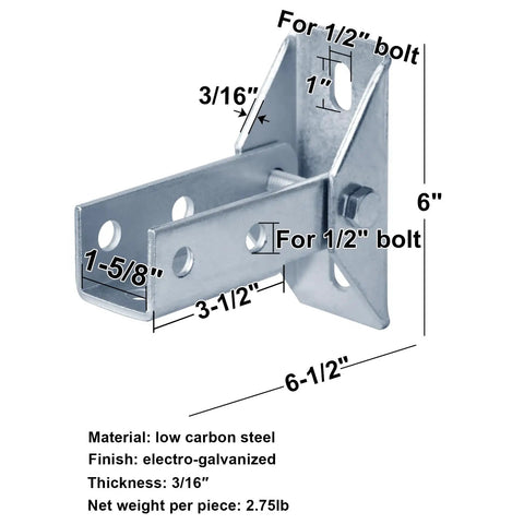 Heavy Duty Adjustable Angle Bracket 4 Pack For 1 5 8 Strut Channel Hella Strong Swivel Mount With No Sweat Setup Electro Galvanized Steel Hardware For Solar Rack Framing Projects