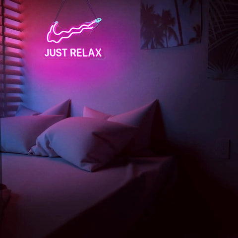 Just Relax Pink LED Neon Sign For Wall Decor Bedroom Game Room Party Bar USB Powered With Dimmable Switch Bright Neon Light