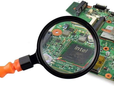 Magnifying glass close-up of Dope Soldering Third Hands Vise With 6 Flexible Arms, LED Flashlight And Magnifying Glass On An Aluminum Base