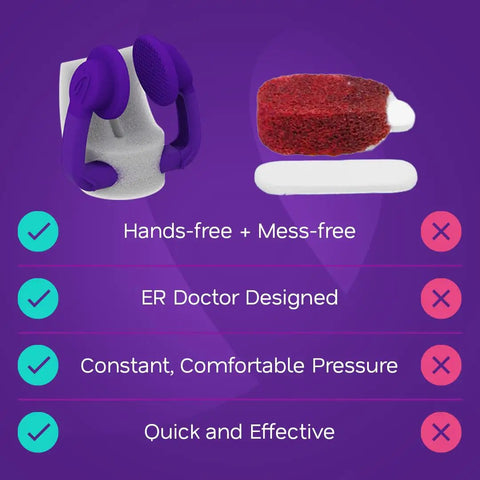 Hands Free Nosebleed Rescue Device For Adults With Fast Compression Stop Nosebleeds Quick ER Doctor Designed benefits infographic