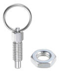 Shop Ready Rock Solid Carbon Steel Spring Plunger With Pull Ring M6x1 Thread Retractable Index Pin Flat Head Unit with nut.