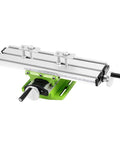 12.2 Inch Mini Milling Machine Worktable With Compound Drilling Slide Table, green cast iron base, aluminum table, side view