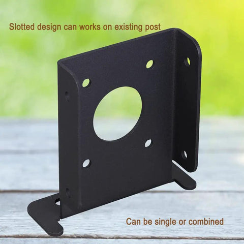 Heavy Duty Adjustable 4x4 Fence Post Anchor Base Brackets Kit For Decks Pergolas Railings Handrails And Mailboxes Floor Flange Mounts 8 Pack Sturdy Metal Construction With Powder Coat Finish Built Tough For Outdoor Use single bracket close-up