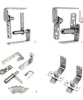 Automatic Closing Double Action Stainless Steel Hinges Set 1 Pair for Doors and Bookcase Doors shown with components