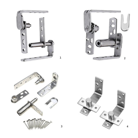 Automatic Closing Double Action Stainless Steel Hinges Set 1 Pair for Doors and Bookcase Doors shown with components