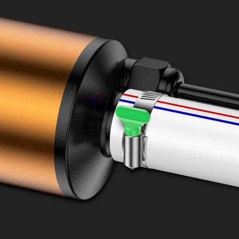 Close-up of the connection on Handy Cordless Oil Transfer Pump With Battery Powered Design For Easy Liquid Flow Control.