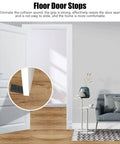 Heavy Duty Door Stopper For Hardwood Floors And Tiles shown under an open door with focus on non-slip rubber grip.