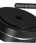 Close-up of a solid aluminum foot pad for audio gear and computer cases, anti slip vibration isolation feet for CD players, turntables, and PC towers.