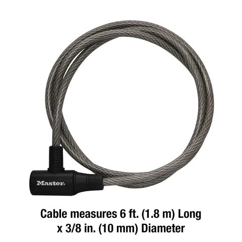 6 Ft Bike Cable Lock Keyed Security Cable For Bikes And Outdoor Gear, Built To Last Heavy Duty Steel Cable Lock 8154DPF