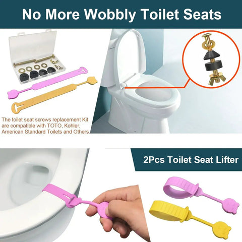 Durable Stainless Steel Toilet Seat Screws Replacement Kit With Bolts, Nuts, Washers, And Lifter For Top Mount Toilet Seat Hinges