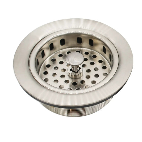 Combo Pack Must Have Post Style Large Kitchen Sink Basket Strainer And Waste Disposal Flange with stainless finish.