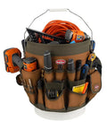 Five Gallon Bucket Canvas Tool Organizer With 56 Pockets 40 Outside 18 Inside Interior Loops For Hammers Drills Pry Bars And Long Tools