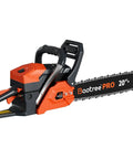 Pro Grade 62cc Gas Chainsaw 20 Inch With 2 Cycle Engine Anti Vibration in orange with 3D Anti Kickback Brake and ergonomic handles