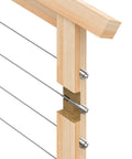 20 Pack Three Eighths Inch ID Angle Washers For Cable Railing Stair Ends installed on wood post railing with cables