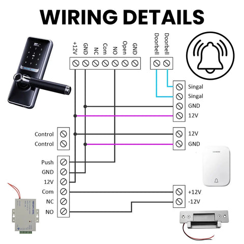 Wiring diagram for Real Deal Heavy Duty Electric Door Strike Lock, showing electric connections and components for installation.