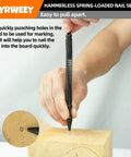 Hammerless Spring-Loaded Nail Setter from Five-Piece Nail Setter And Center Punch Kit With Dual Head Nail Sets in use