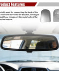 Three Piece Car Rear View Mirror Mount Set, Universal Exterior Mirror Bracket Bases, shown installed in car interior