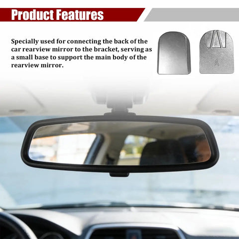 Three Piece Car Rear View Mirror Mount Set, Universal Exterior Mirror Bracket Bases, shown installed in car interior