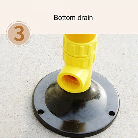 Base of Stainless Steel 304 Emergency Eyewash Station Floor Mounted With Dual Nozzles, featuring bottom drainage.
