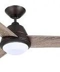 52 Inch Ceiling Fan With Dimmable LED Light Kit And Wall Control Bronze Finish Three Blades